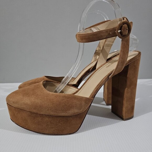 NEW Veronica Beard Magda Platform Heel Size 11 Brown Suede Designer Statement - Picture 1 of 13